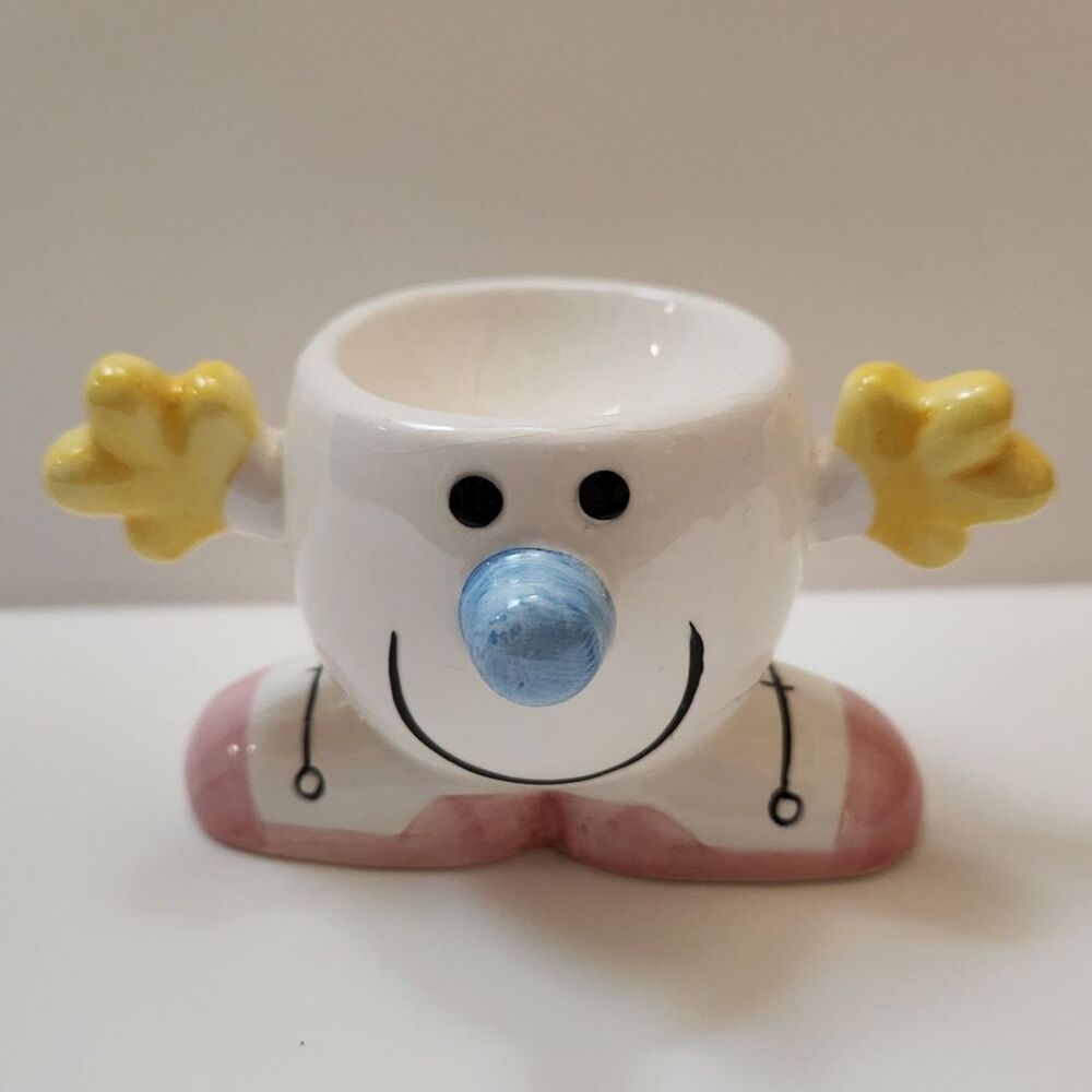 Smiley Face Egg Cup Ceramic Holder